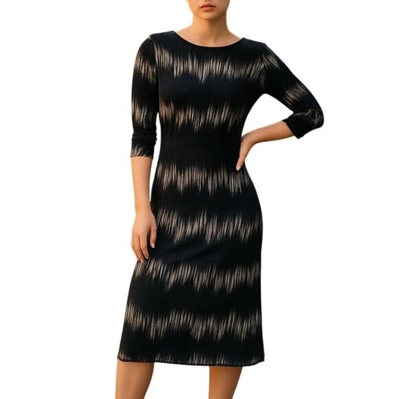 Studio One Black Dress Size 8 – Elegant Midi Style with 3/4 Sleeves - Picture 3 of 13